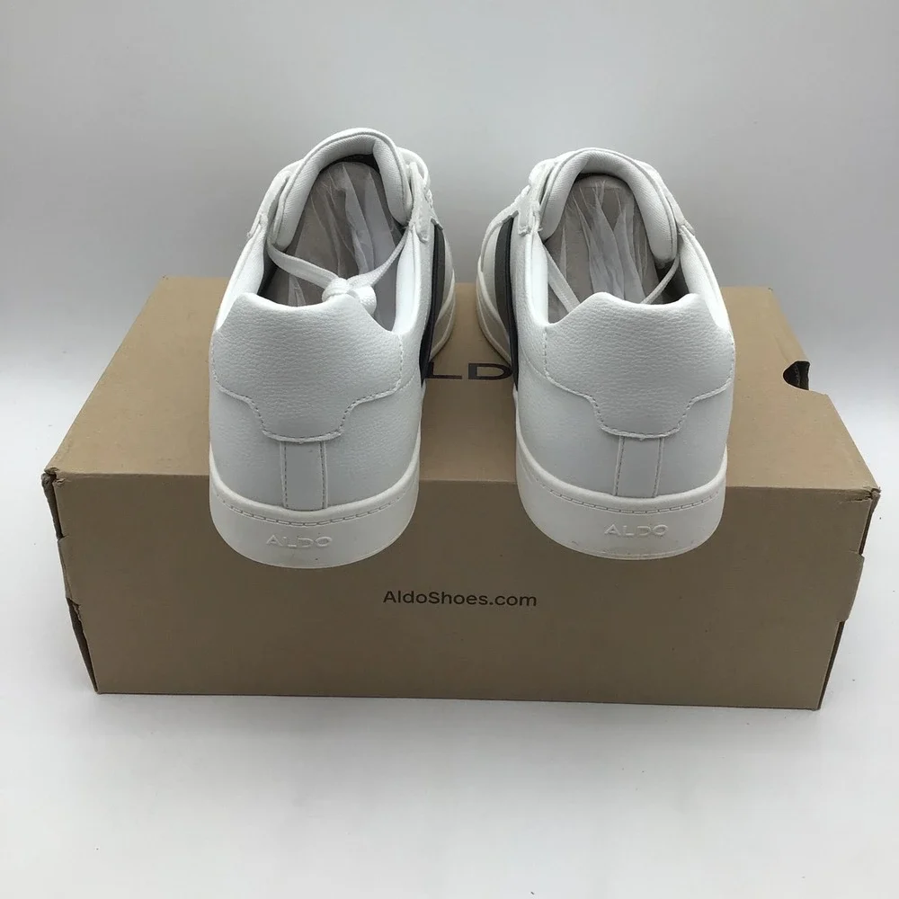 Aldo Ozzy-120 Mens White Navy Blue Stripe Low Top Sneakers‎ Size 13 NEW